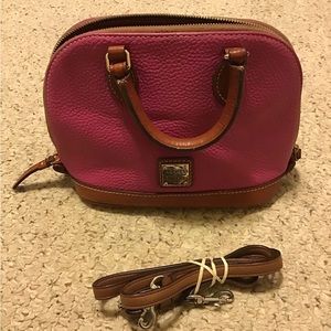 DOONEY & BOURKE VINTAGE PEBBLED LEATHER SMALL SATCHEL W CROSSBODY GUC PINK